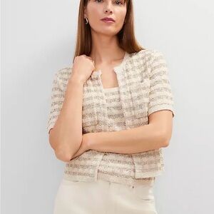 Ann Taylor Metallic Tweed Short Sleeve Tank & Cardigan set, NWT